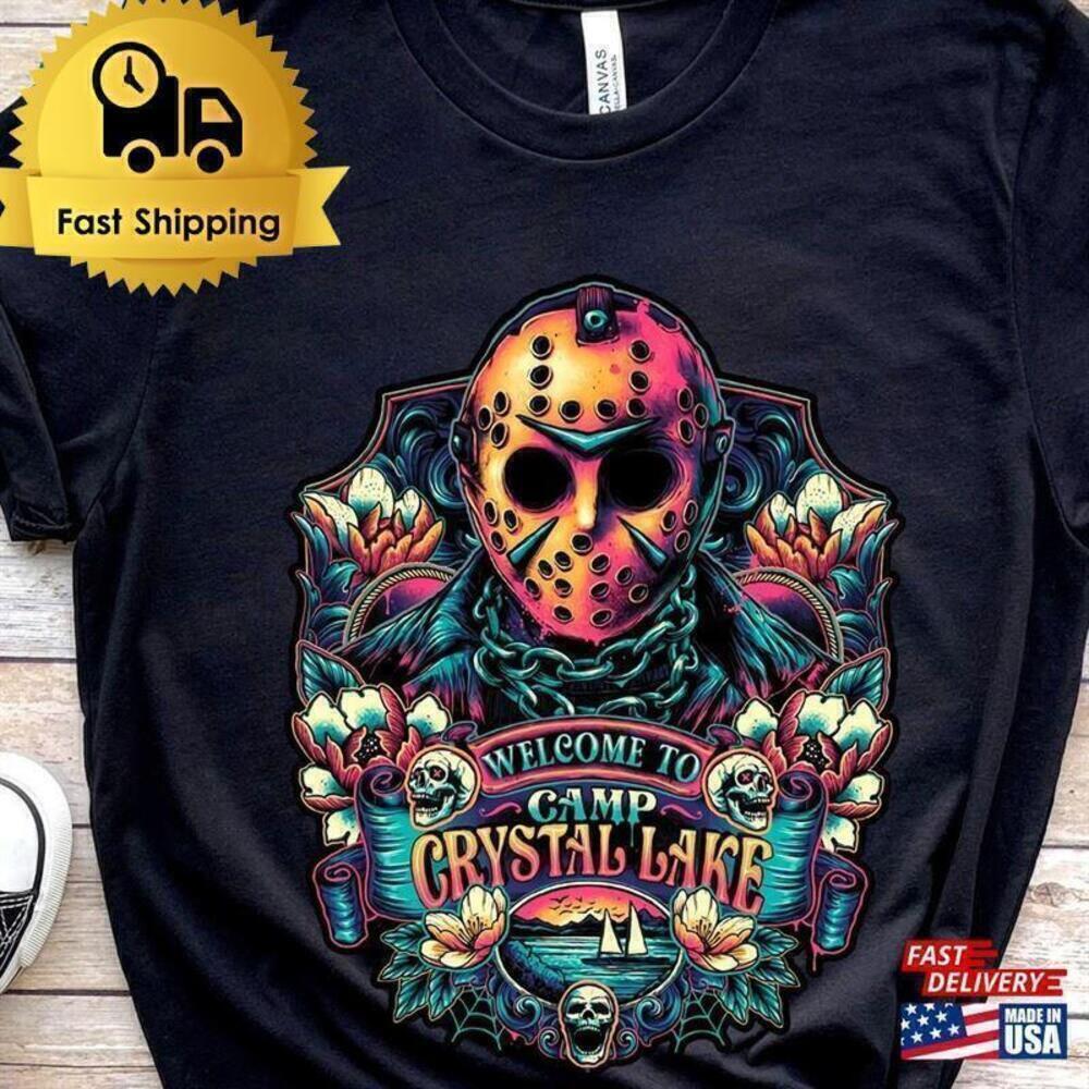 Camp Crystal Lake Jason Horror Movie Retro Slasher Fan Unisex T-Shirt